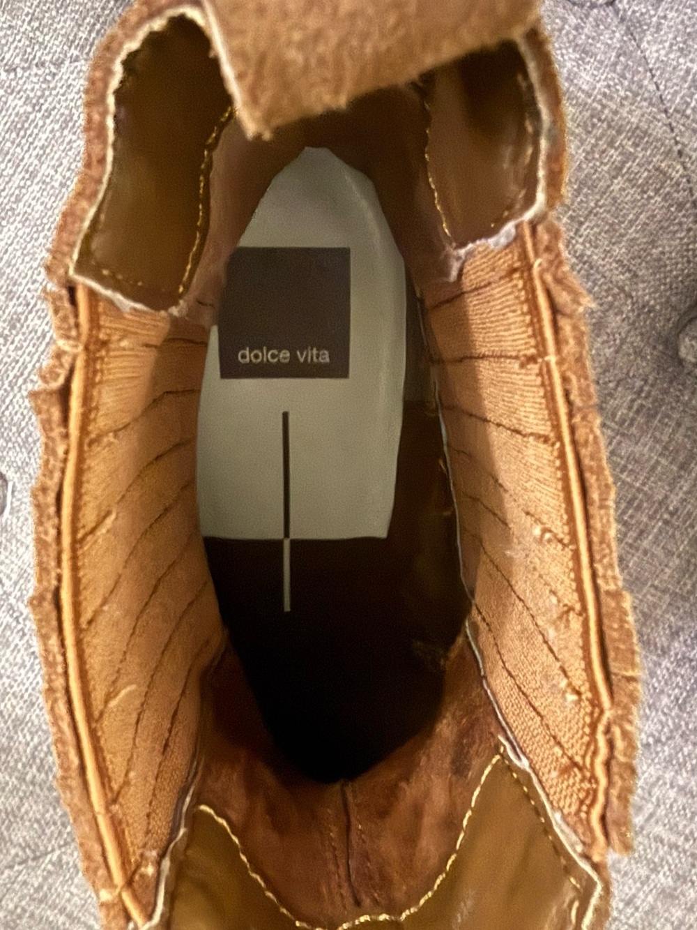 Dolce Vita Tan Suede Pointed-Toe Chelsea Booties - Picture 8 of 8